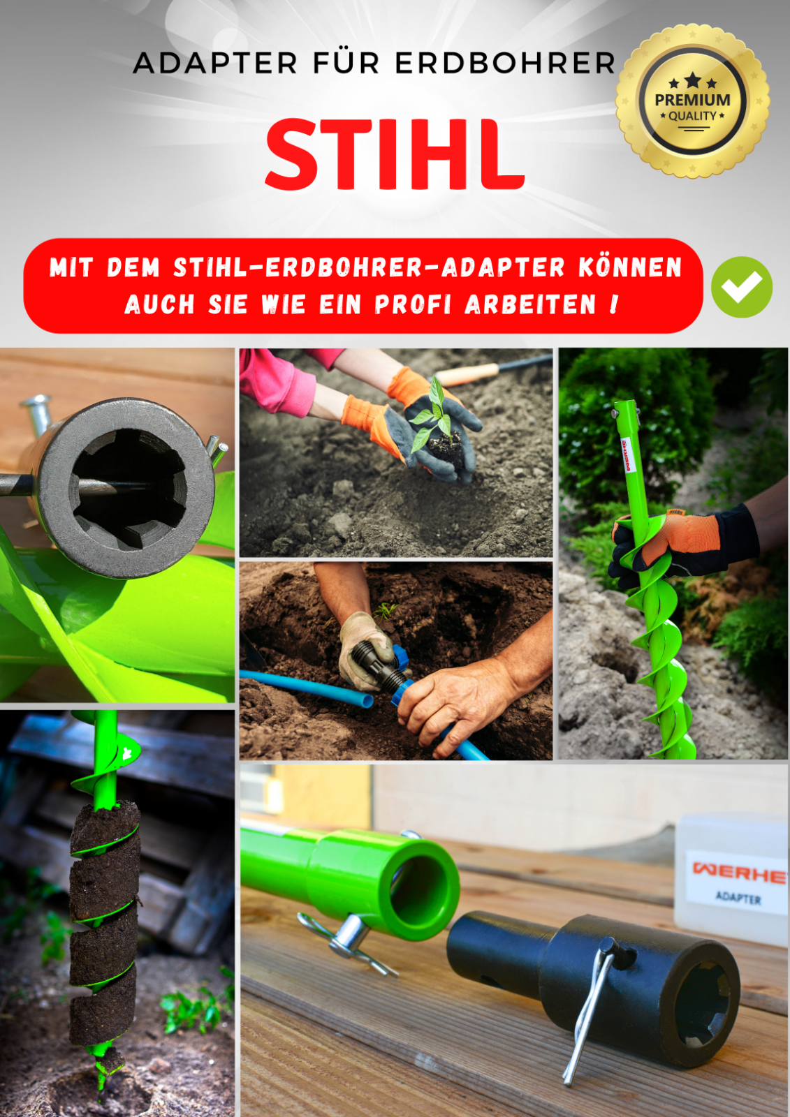 Adapter STIHL BT106C BT20C BT120 BT130 BT131 Erdbohrer Pfahlbohrer Bohrer
