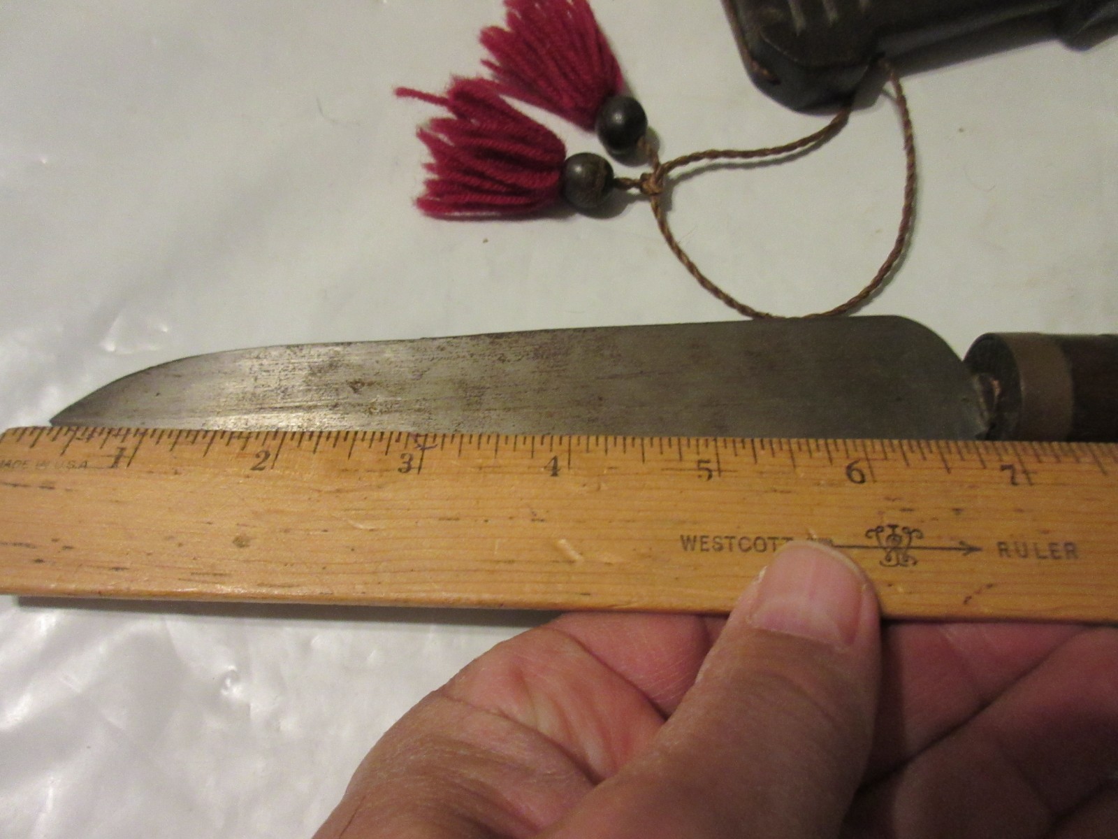 Vintage Tribal Knife in Carved Wooden Sheath