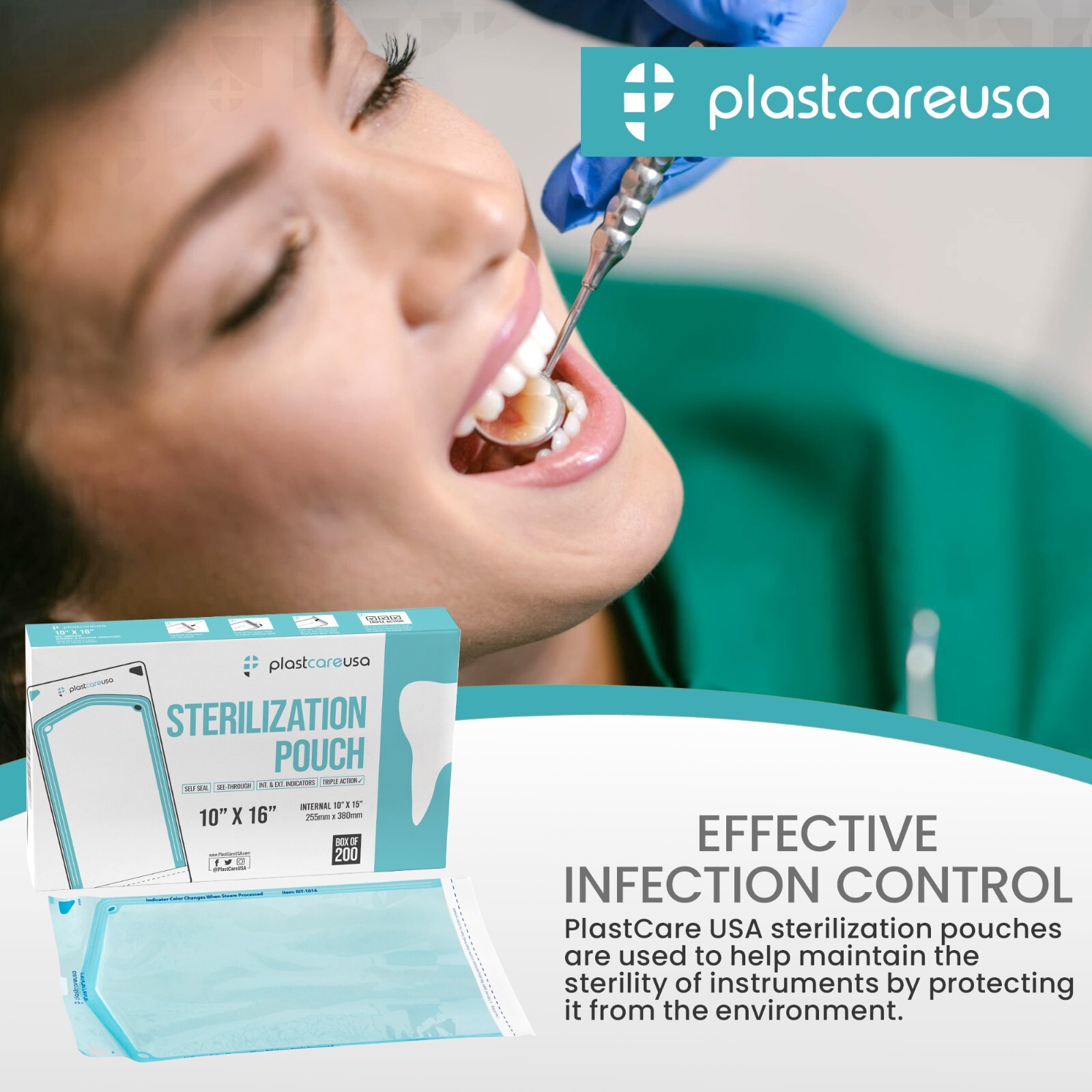 10" x 16" Self-Sealing Sterilization Pouches for Autoclave (1 Box of 200)