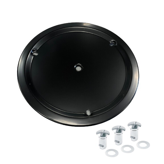 Racing Wheel Mud Cover Aluminum 15 Inch 3-Bolt Black Powder Coat Bassett Weld