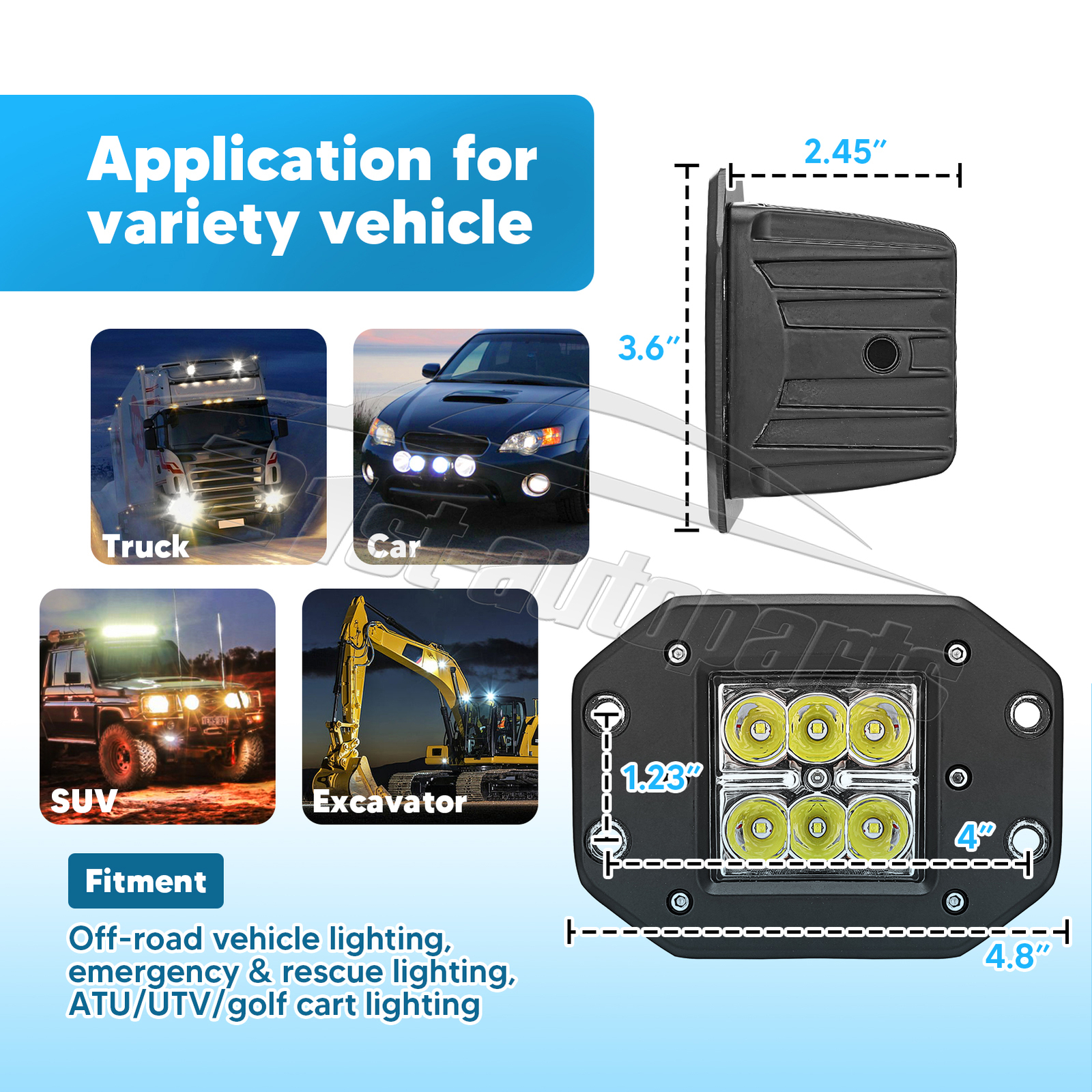 For 1994-2000 Honda FourTrax 300 LED Work Fog Light Pods Spot Beam Headlight 5''