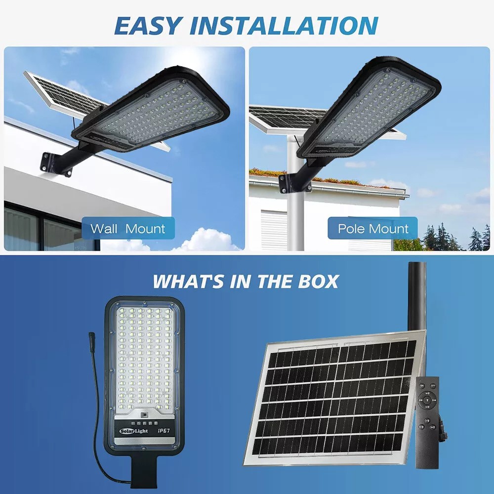 Commercial Solar Street Lights Outdoor Dusk-to-Dawn Solar High Bright Aluminum