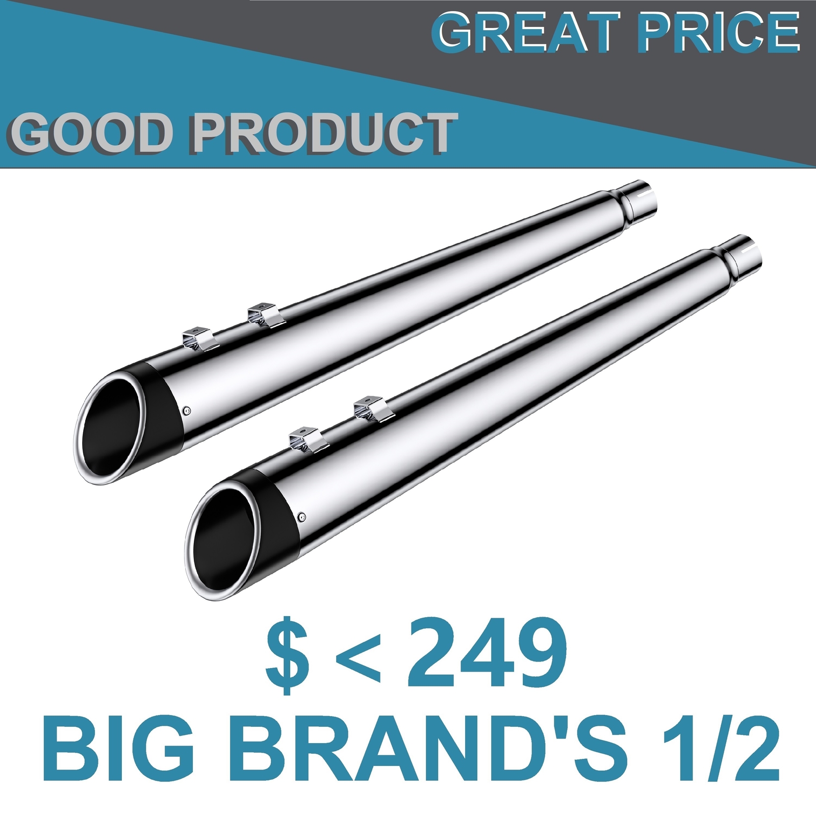 SHARKROAD 4.4"Slip On Mufflers for Harley Touring 95-16 Models Deep Nice Sound