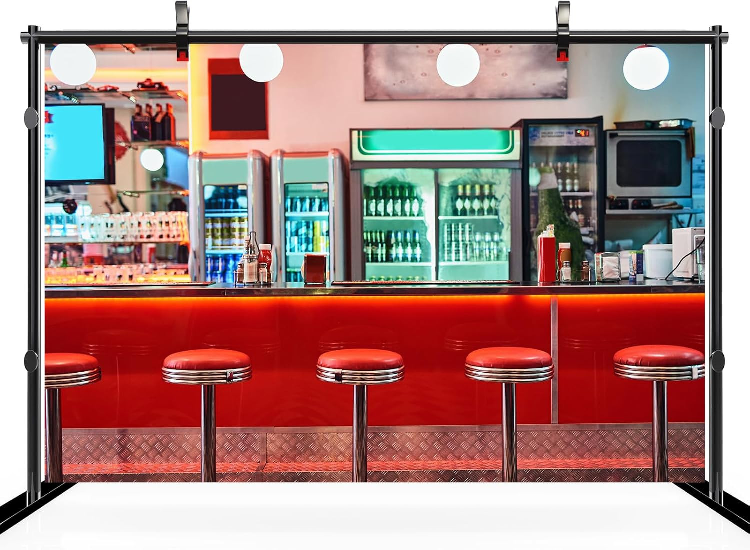 7x5ft Retro 50s Diner Backdrop Restaurant Cafe Photo Booth Party Decor