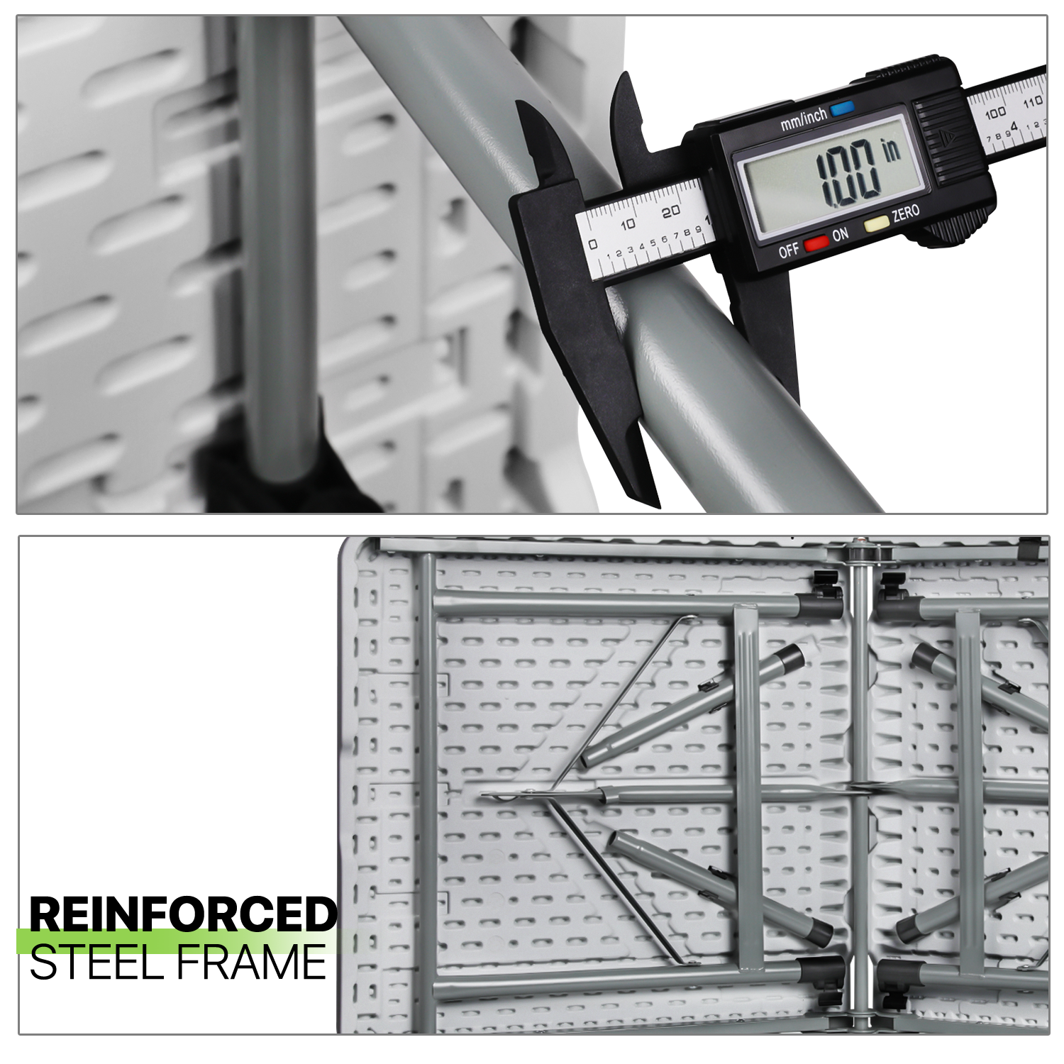 4ft Grey Portable Folding Home Plastic Table Adjustable Foot Camping Picnic Desk