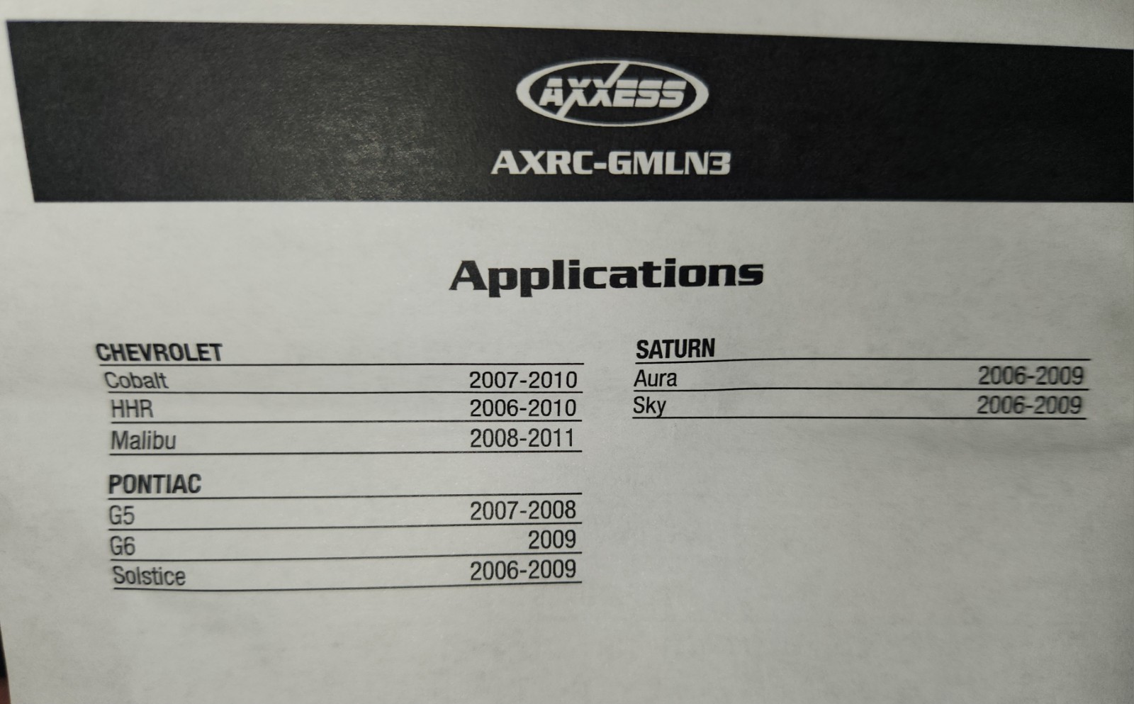 Axxess LC-GMRC-LAN-03 Radio Replacement Interface GM 2006-Up Retains Chimes