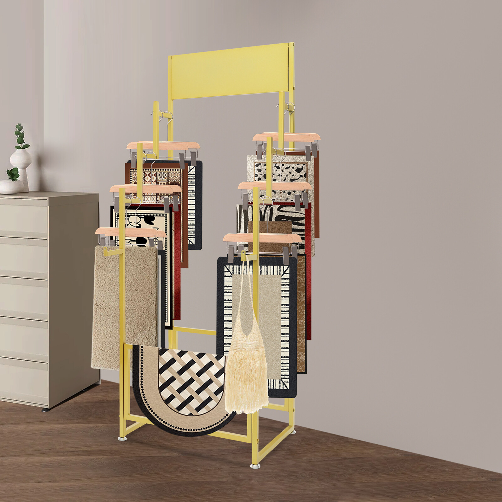 Carpet Display Rack, Floor Standing Carpet Display Stand Organizer Holder