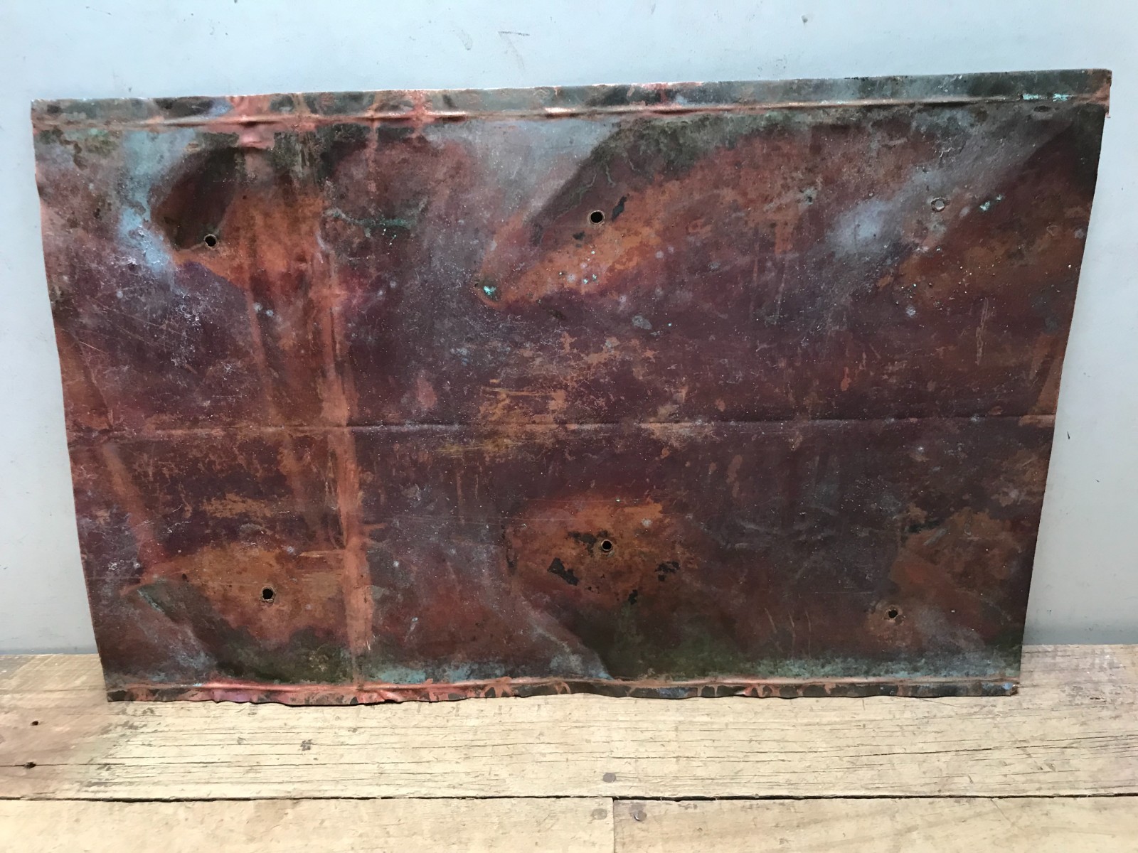 Sheet Copper 18" x 11 3/4" Natural Patina Colors Verdigris gauge 24 (H)