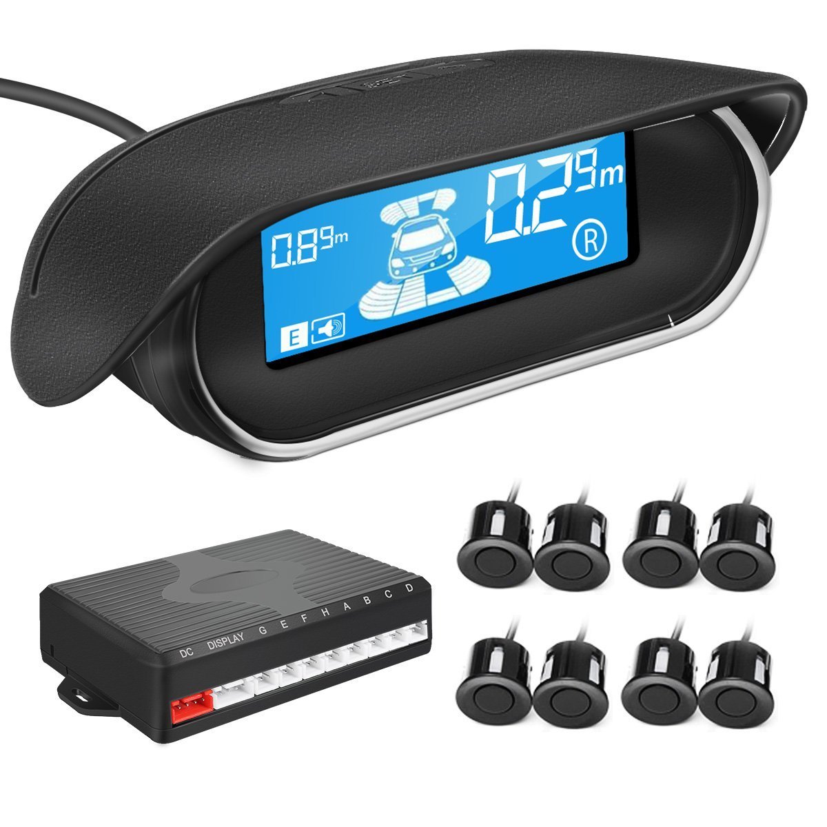 8 Parking Sensors LCD Car Auto Backup Reverse Rear Radar System Alert Alarm Kit