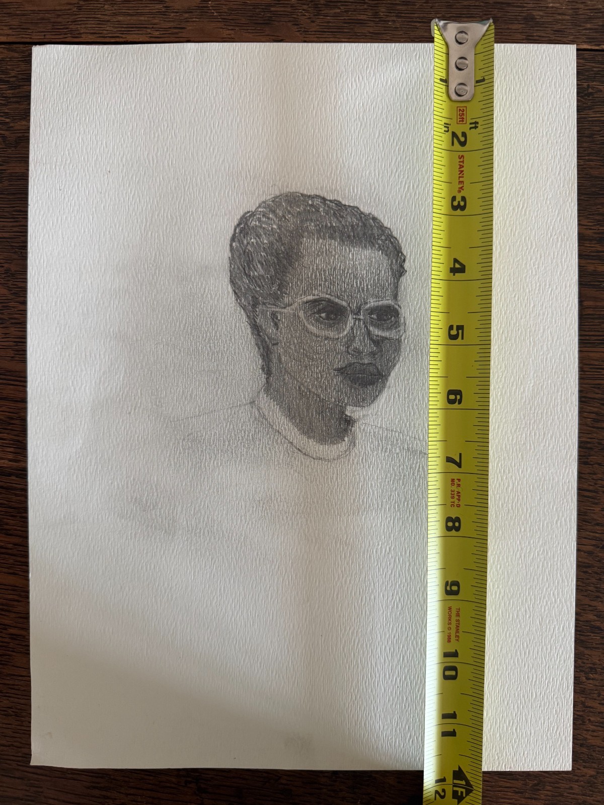 Original Pencil Drawing Young African-American Woman in Glasses 9"x12"
