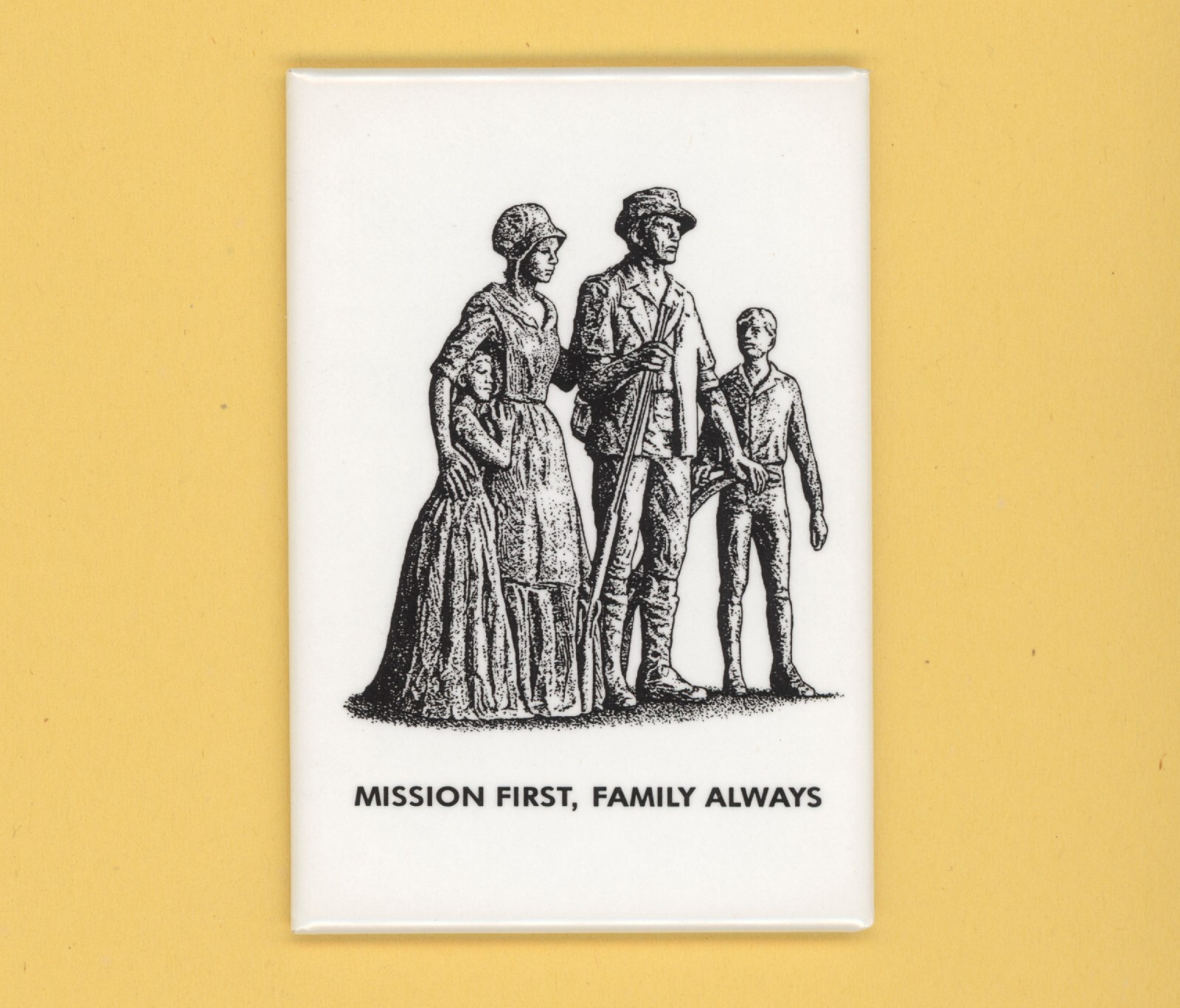 Mission First: Family Always Magnet 2" x 3" Black & White Memento