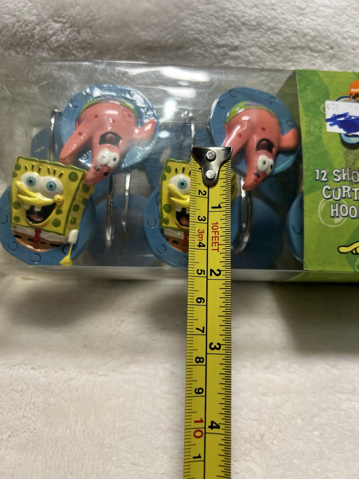 Rare 2005 Spongebob Squarepants Patrick Sandy Gary Shower Curtain Rings -NEW