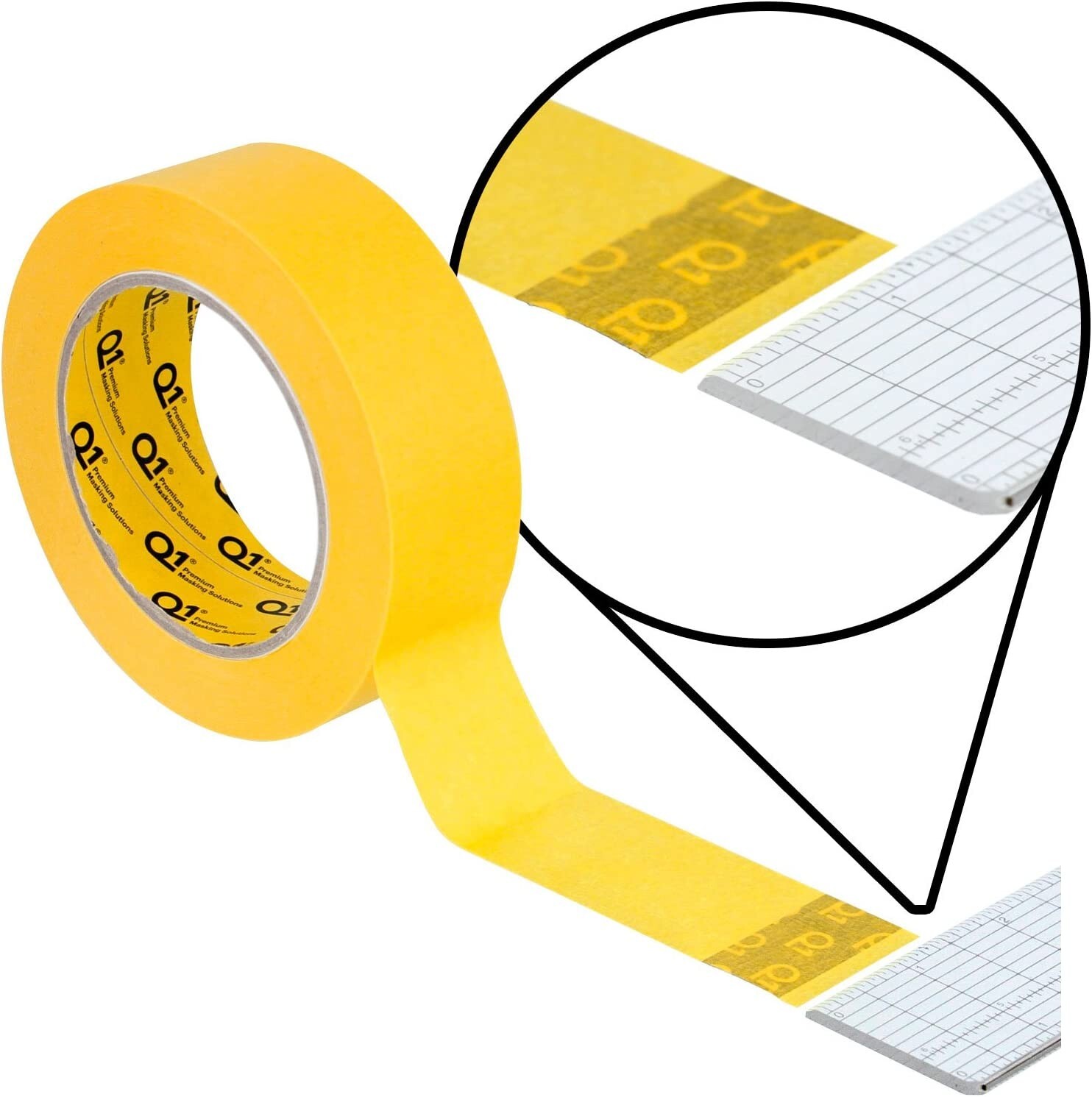 Q1 - 1-1/2 inch Premium Automotive Yellow Masking Tape - Case of 24 Rolls
