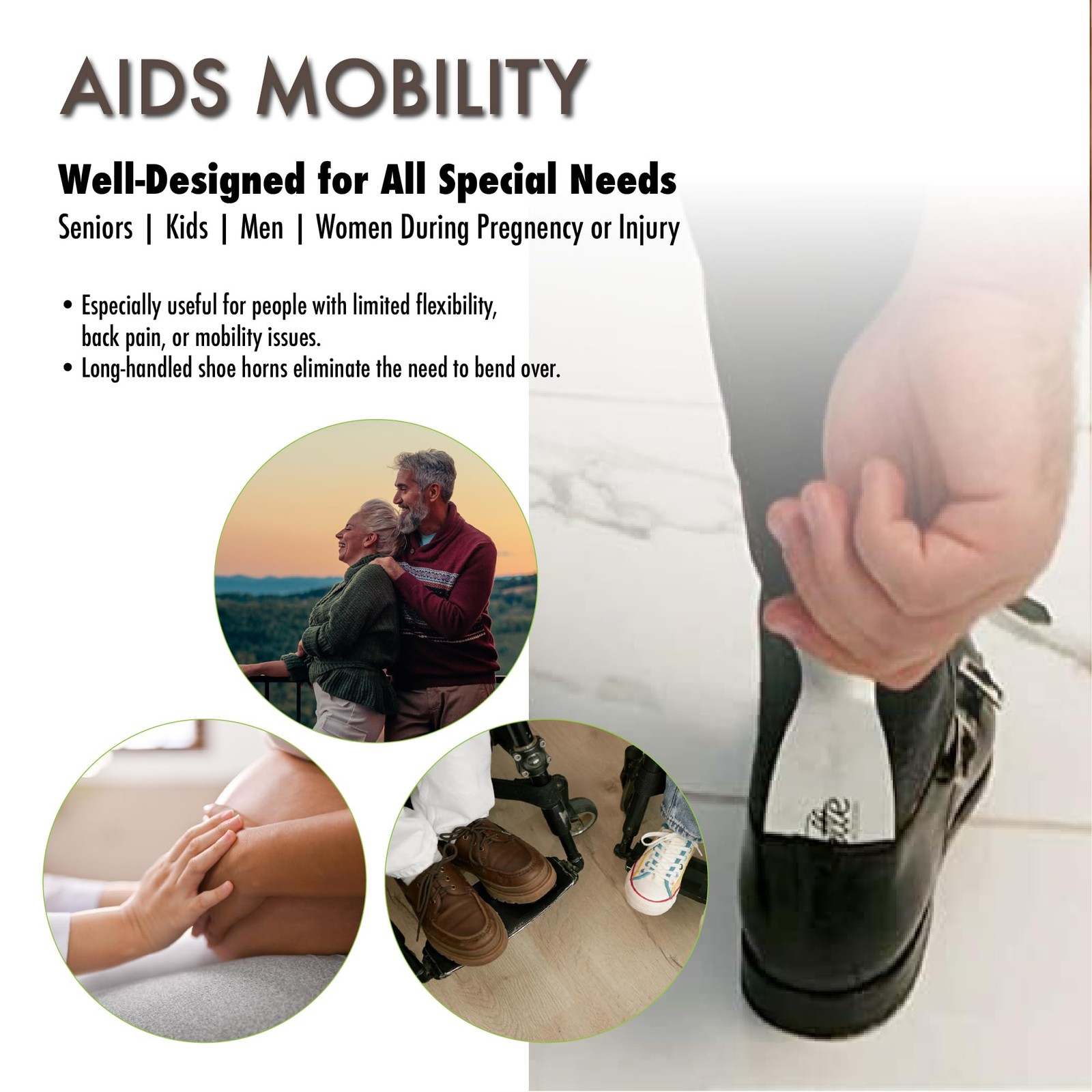 Velette 3-Pack Metal Shoehorn - 2 Set 7.5" Long Shoe Horn,1 Set