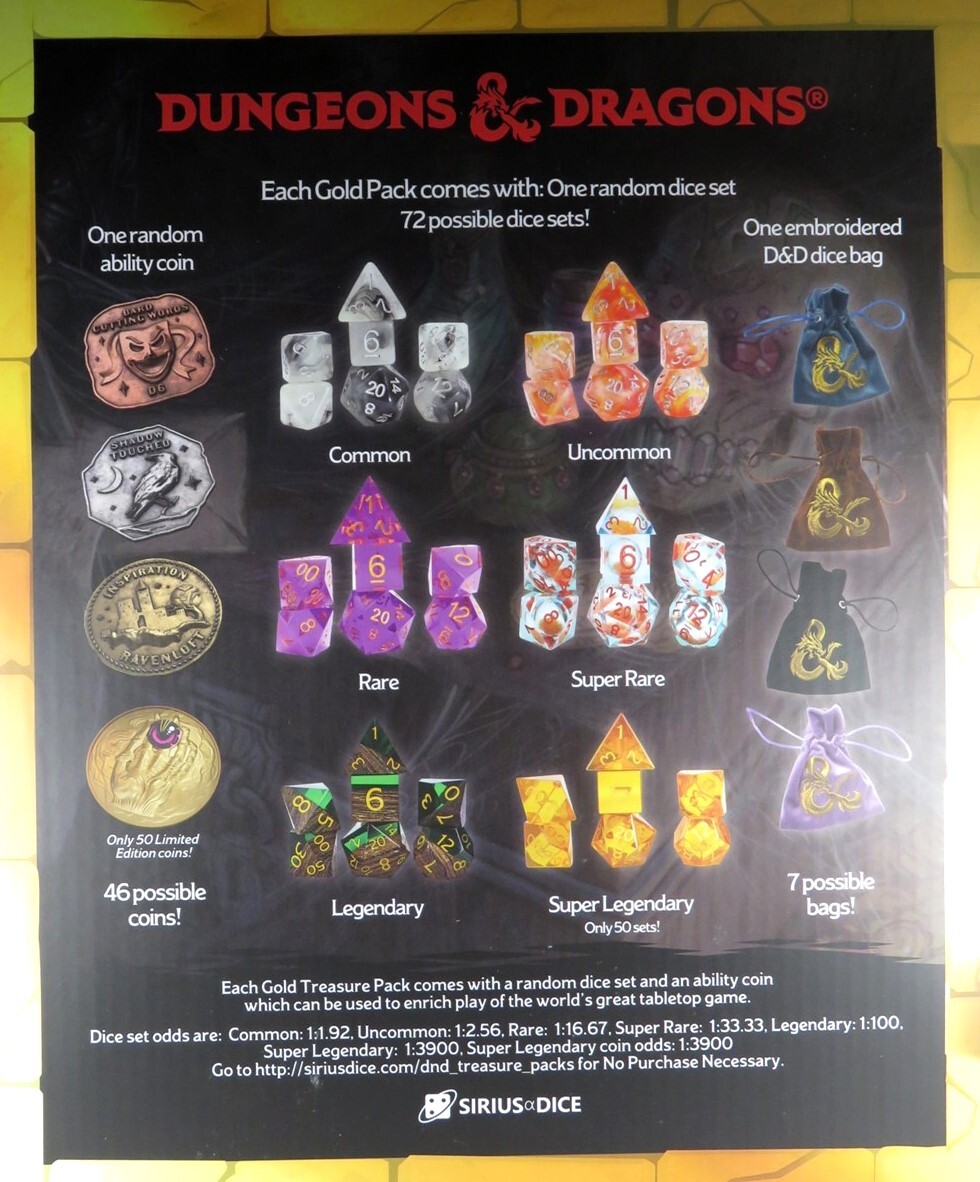 D&D Acererak's Treasure Pack Gold Edition Dice Set Booster