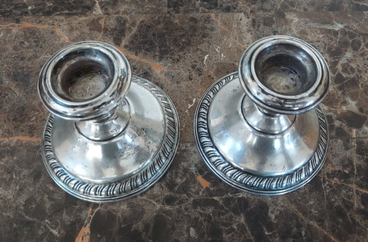 Wallace Sterling Silver Weighted Pair Candleholders