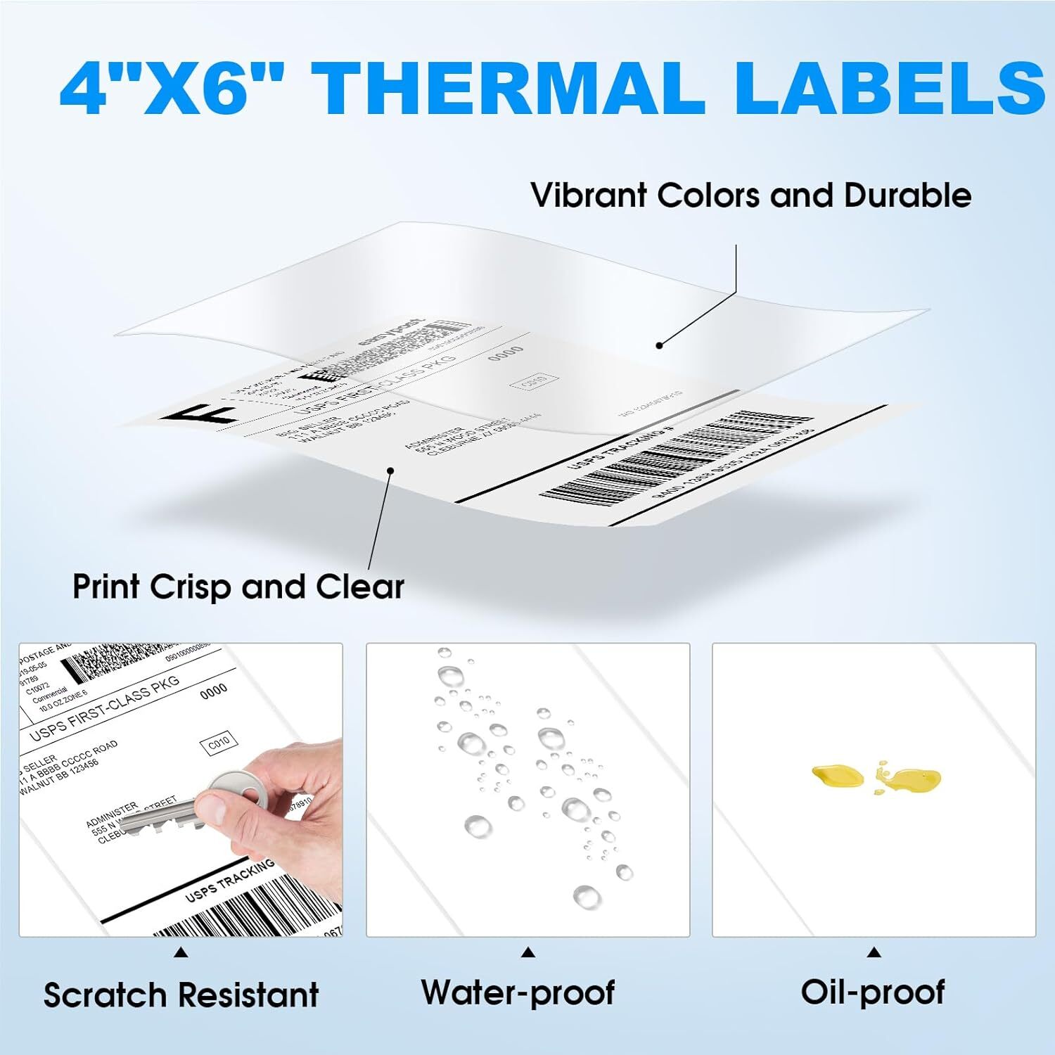 1000 4" x 6" Fanfold Direct Thermal Shipping Labels for Zebra & Rollo Printers