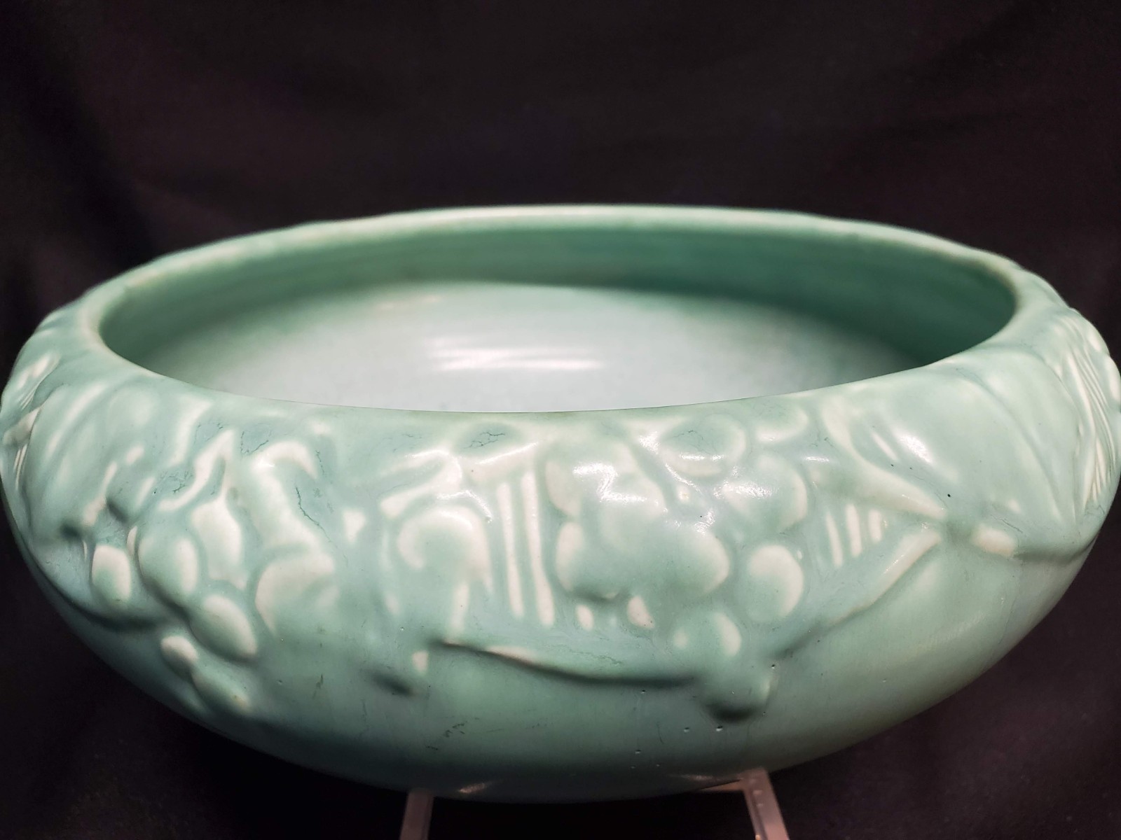 1921 Rookwood Pottery Large 9" Matte Mint Green Bowl Grape Vine