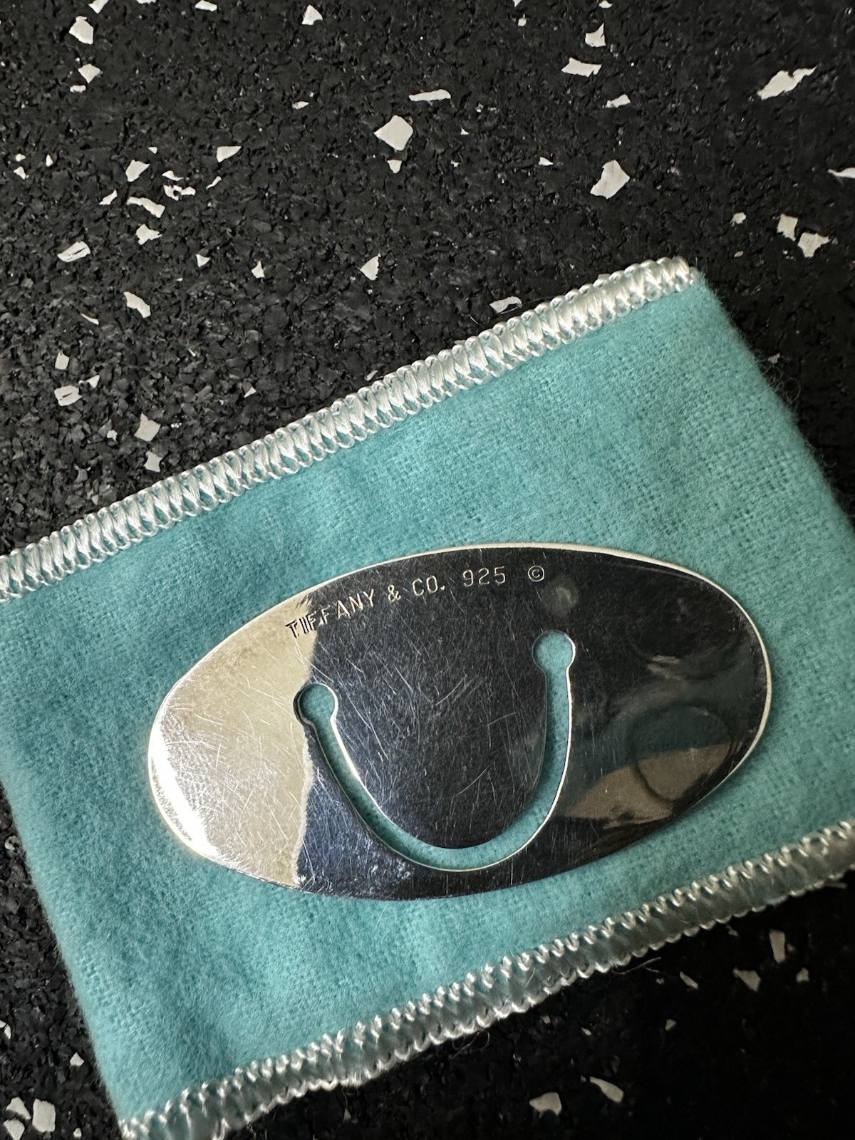 TIFFANY & CO Sterling Silver World Globe Oval Bookmark