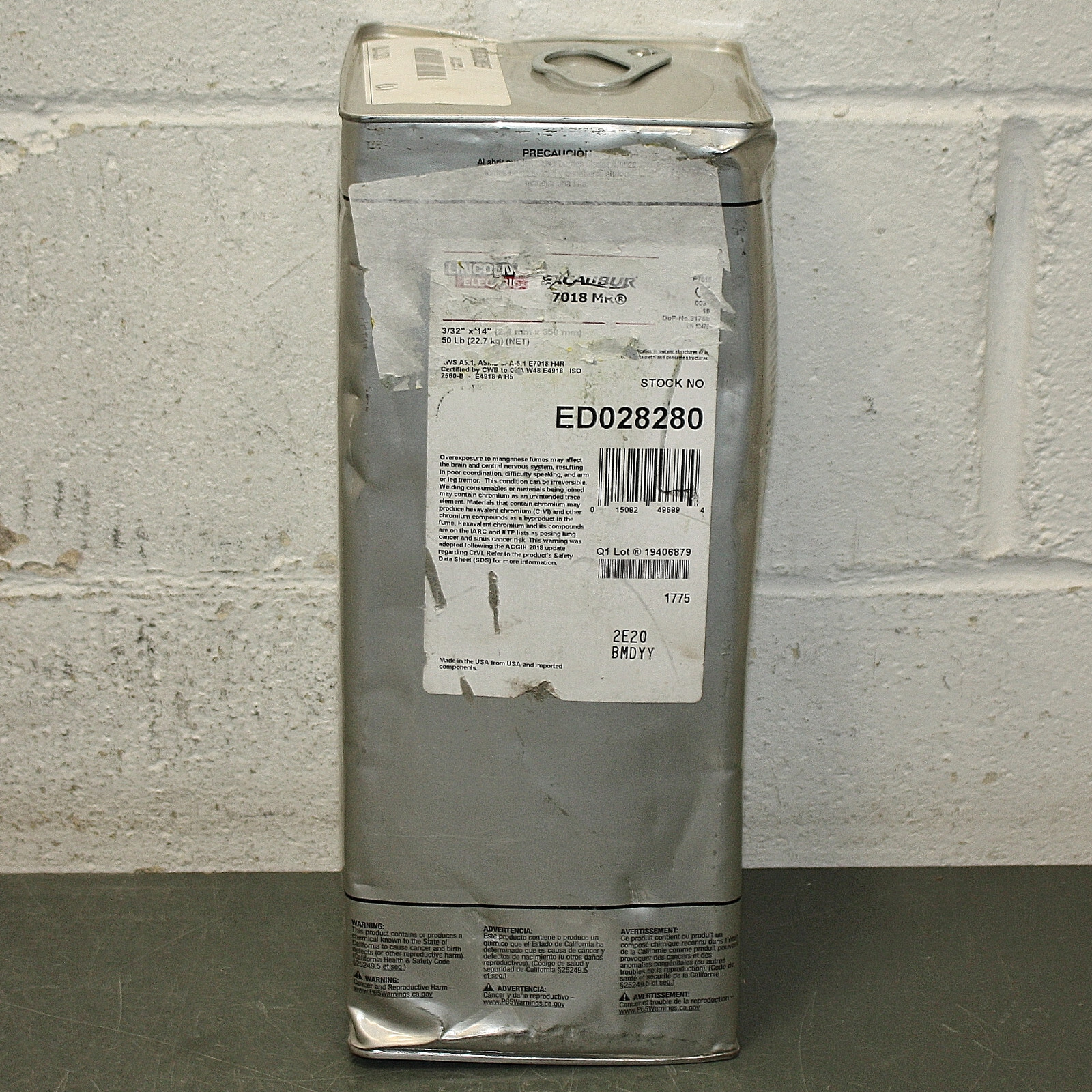 50 lbs Lincoln Stick Electrode Excalibur 7018MR, 3/32" x 14", Welding, E7018 AWS