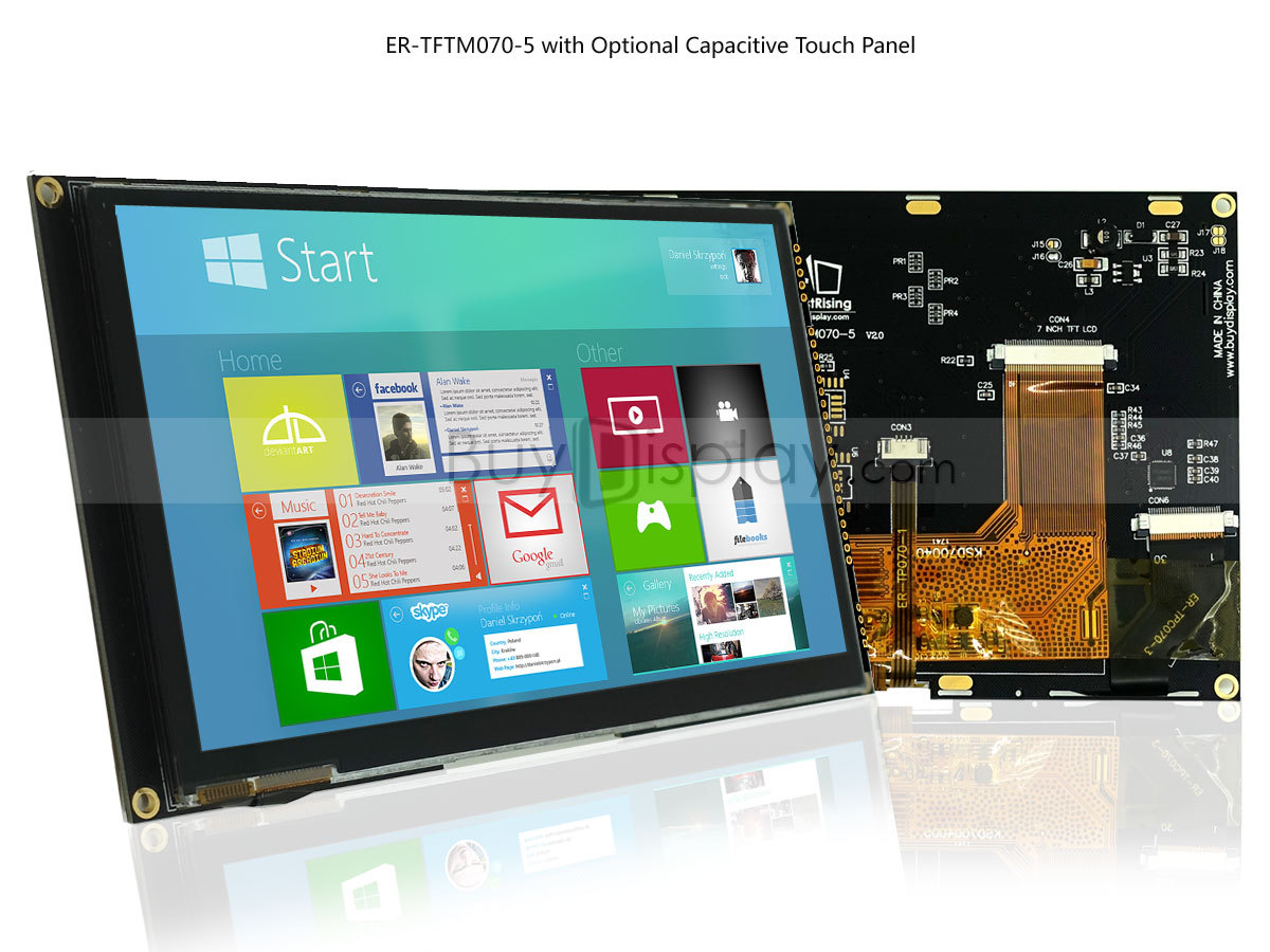 7"inch TFT LCD Module w/Multi-Capacitive Touch Screen Panel,I2C,SPI,Tutorial