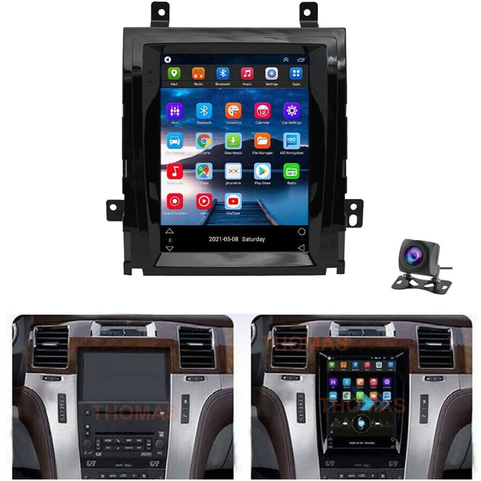 64G Android 14 CarPlay For Cadillac Escalade 2007-2014 Car Stereo Radio GPS Navi
