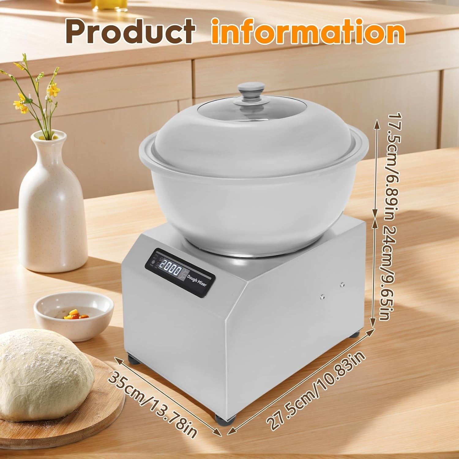 Commercial Electric Food Mixer Stand 8KG Dough Flour Mixer Machine Dual Rotation