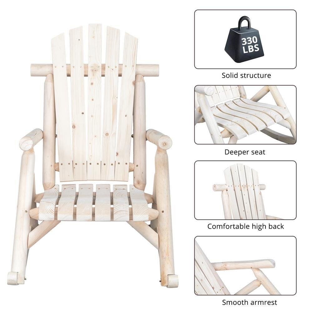 37.2" H Outdoor Rustic Single Rocking Garden Chair Adirondack Patio Chair
