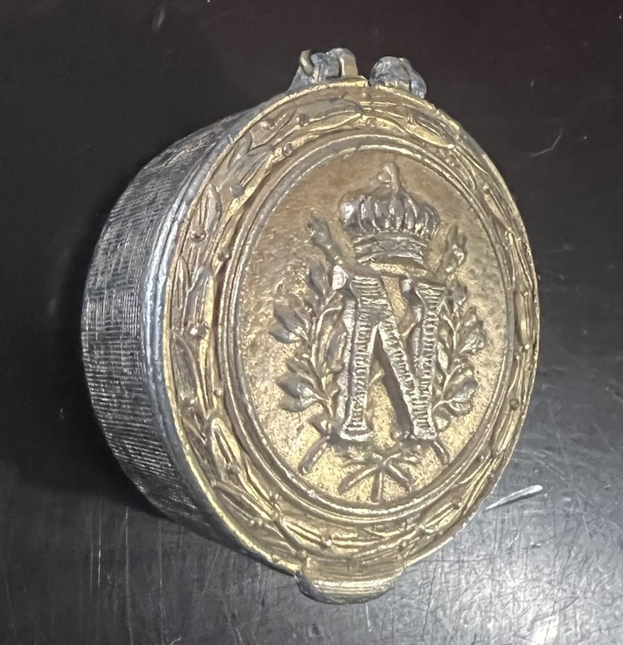C. 1840 Napoleonic Commemorative Pewter Snuff/Pill Box - Napoleon at St. Helena