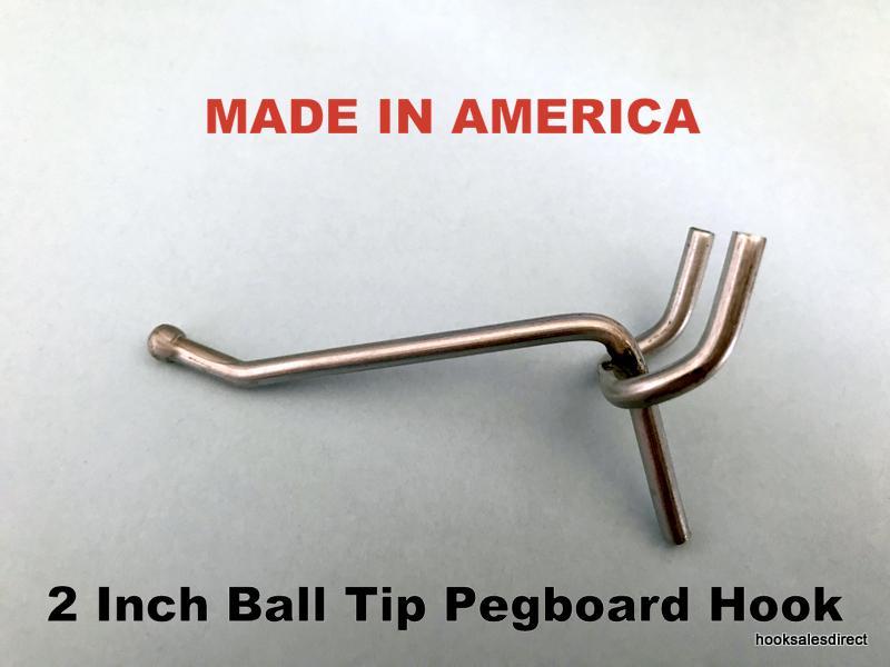 (125 PACK) 2 Inch Metal Peg Hooks 1/8 to 1/4" Pegboard Slatwall, Retail Garage