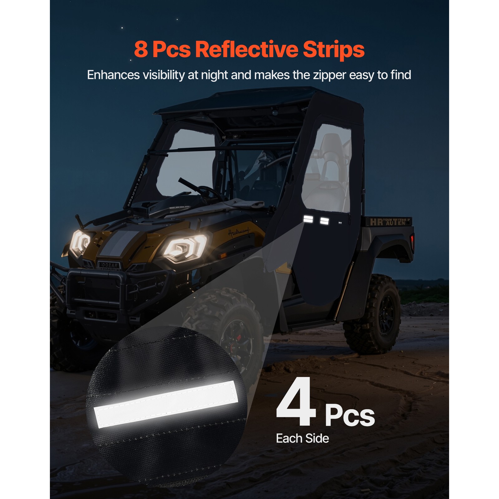 Soft UTV Cab Enclosure Upper Doors Zipper Set for Hisun 500 700/Axis 500 700