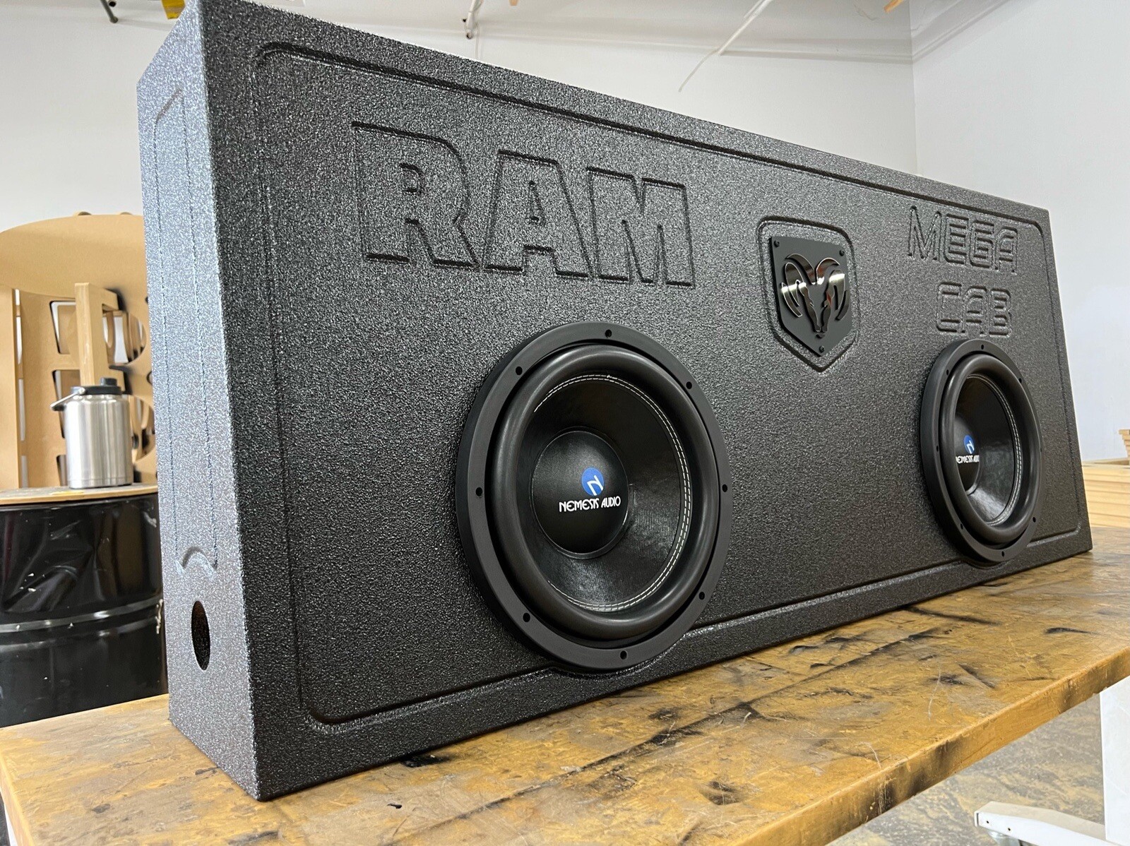 Subwoofer Enclosure Box Dodge Ram Mega Cab 06-22 Ported Fits: 2x12"