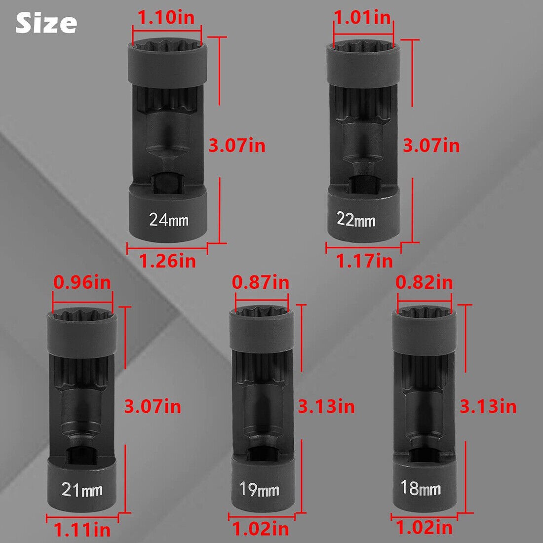 1/2" Drive Suspension Shock Tool Strut Nut Socket Set 18mm 19mm 21mm 22mm 24mm