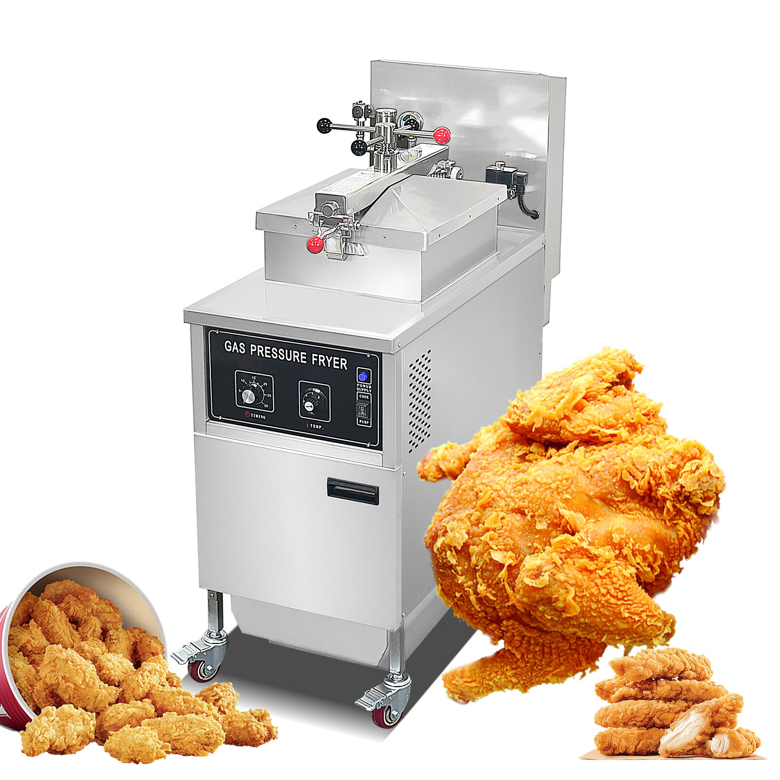Kolice Commercial 25L Natrual Gas(LNG) Pressure Deep Fryer with Oil Filtration