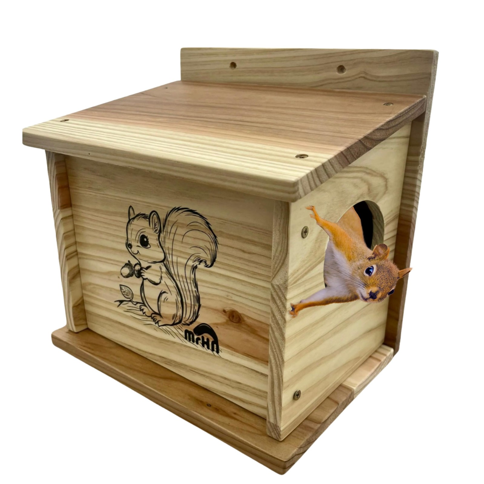MrHN Small Squirrel House - Easy Assembly Nesting Box for Outside Wildlife