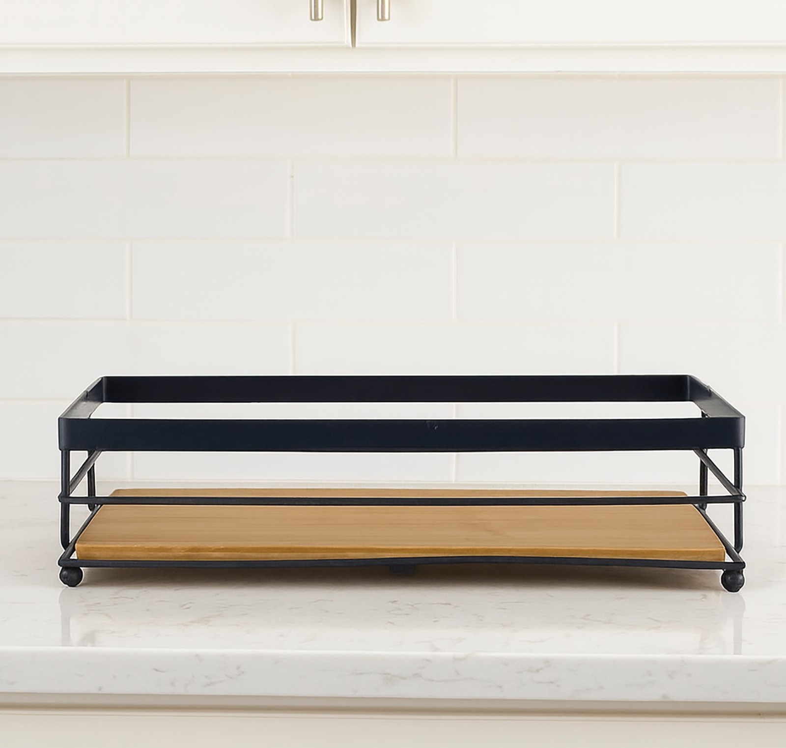 Natural Bamboo Wooden Decorative Storage Organizer Tray - 13.3" x 6.75"