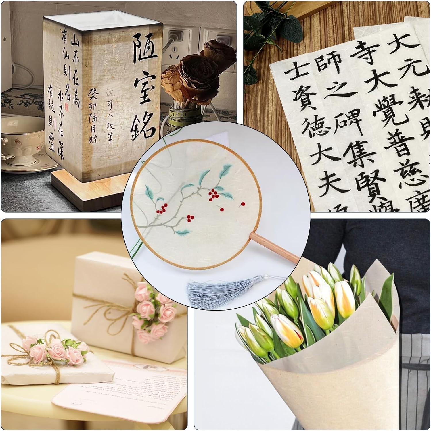 100 Sheets A4 Mulberry Paper Sheets Natural Fiber Rice Papers,8.3x11.7in Natu...