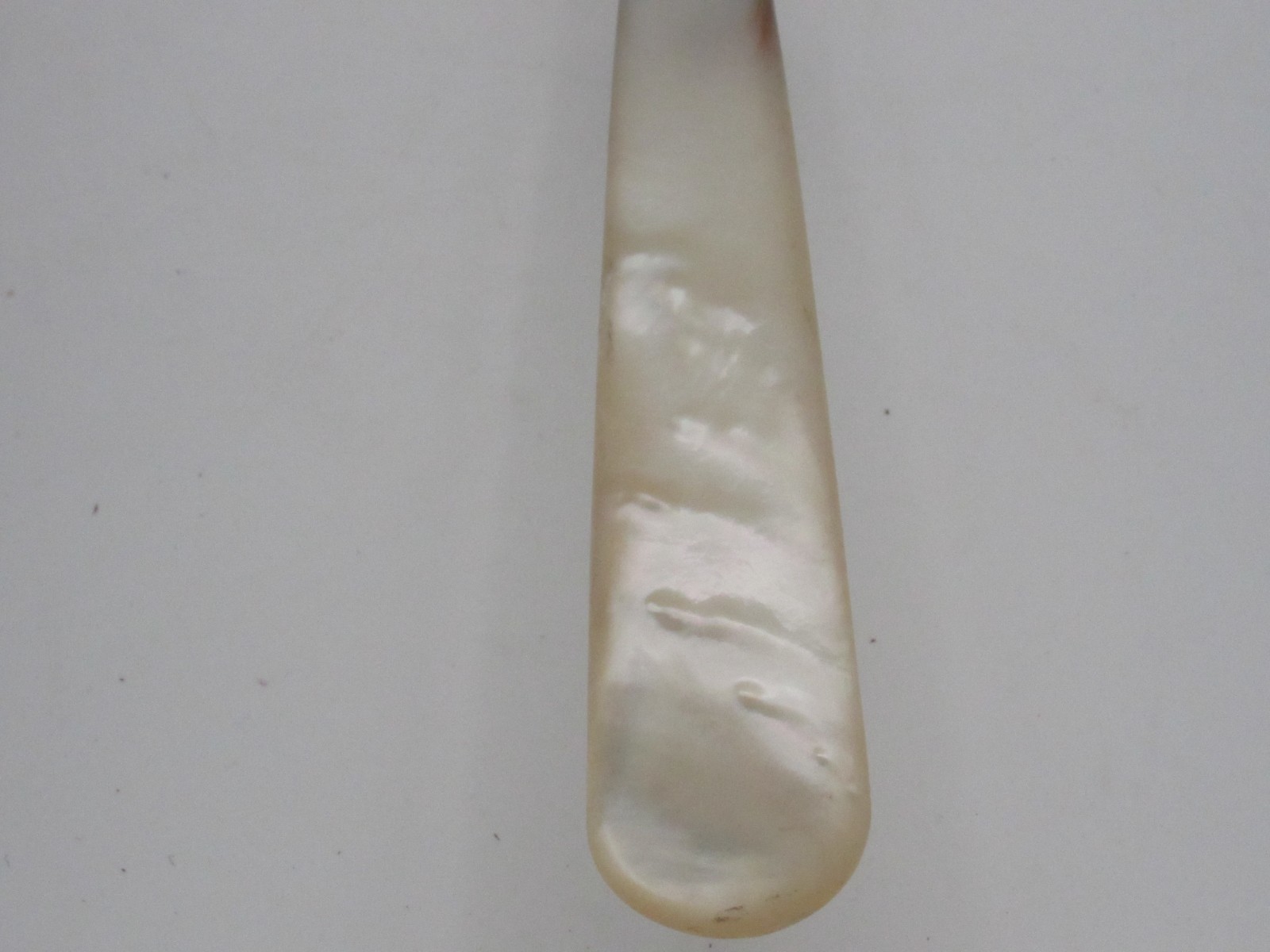 Antique Silver-Plate Crumb Catcher Butler Scoop w Carved Mother of Pearl Handle