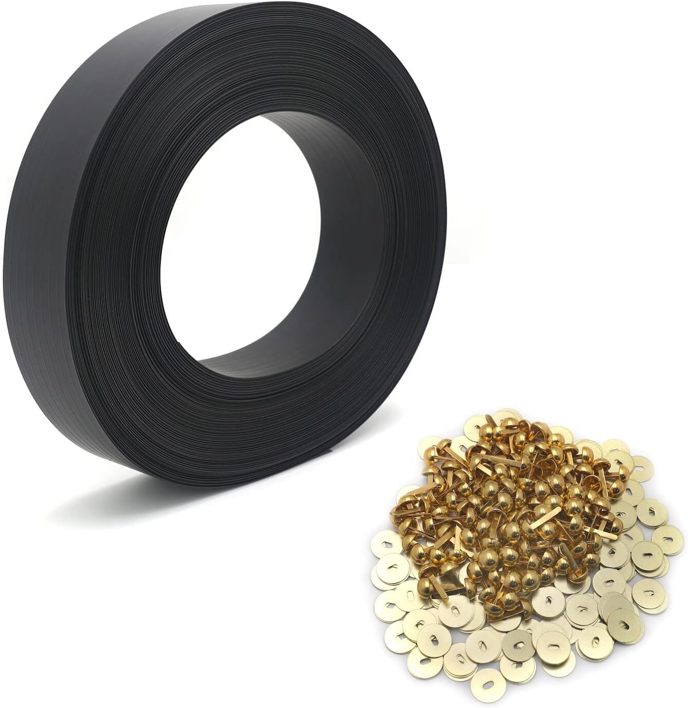 Chain Link Fence Privacy Slats Tape w/ Brass Fasteners, Black, 1.8 in x 250 ft