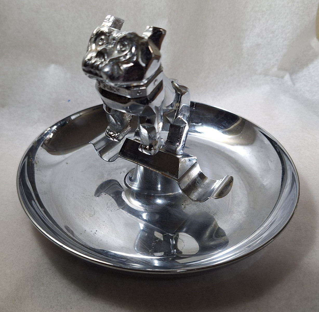 Vintage Mack Truck Bulldog Chrome 7" Cigar Ashtray