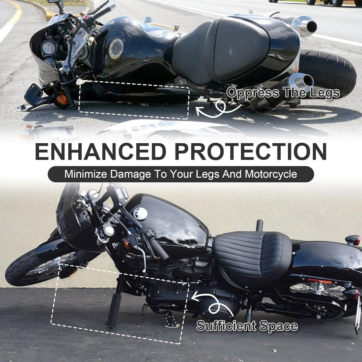 For Harley Softail Front & Rear Engine Guard Crash Bar Low Rider StreetBob 18-25