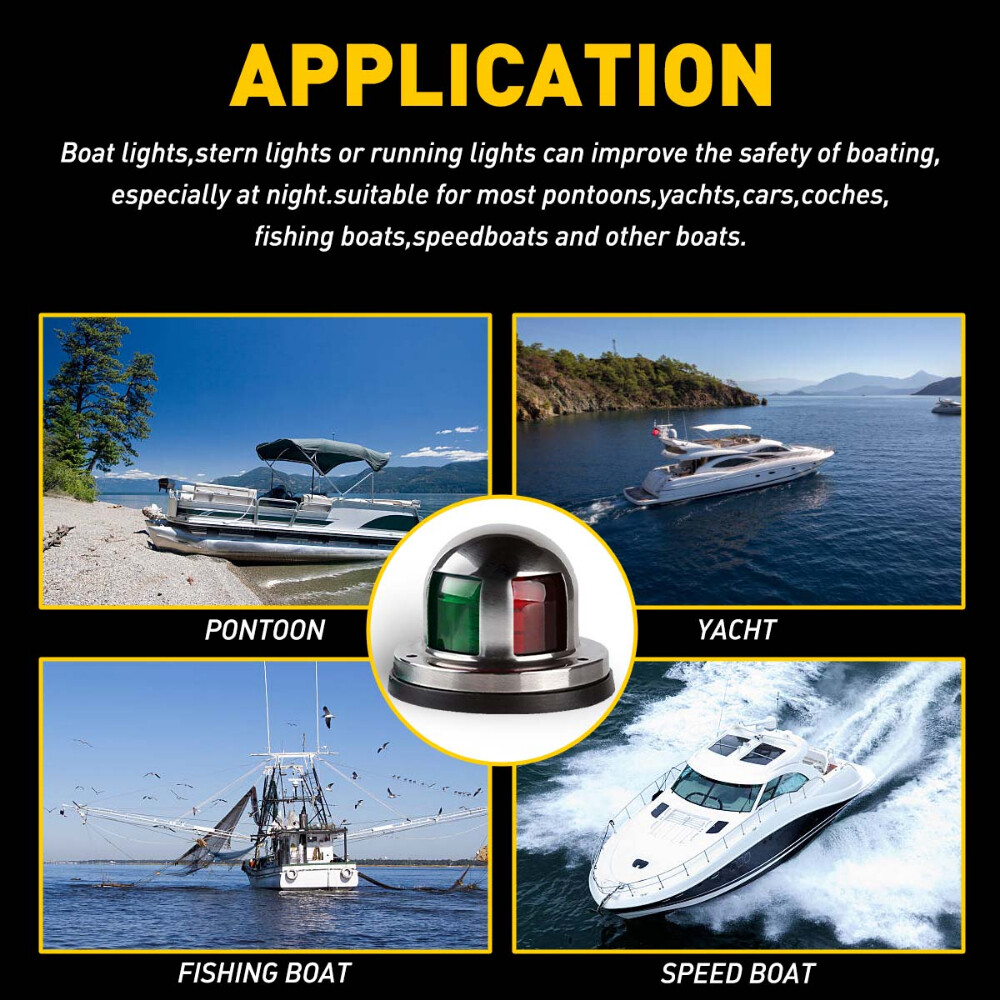 Boat Navigation Lights Red and Green LED Marine Navigation Light Boat Bow Light