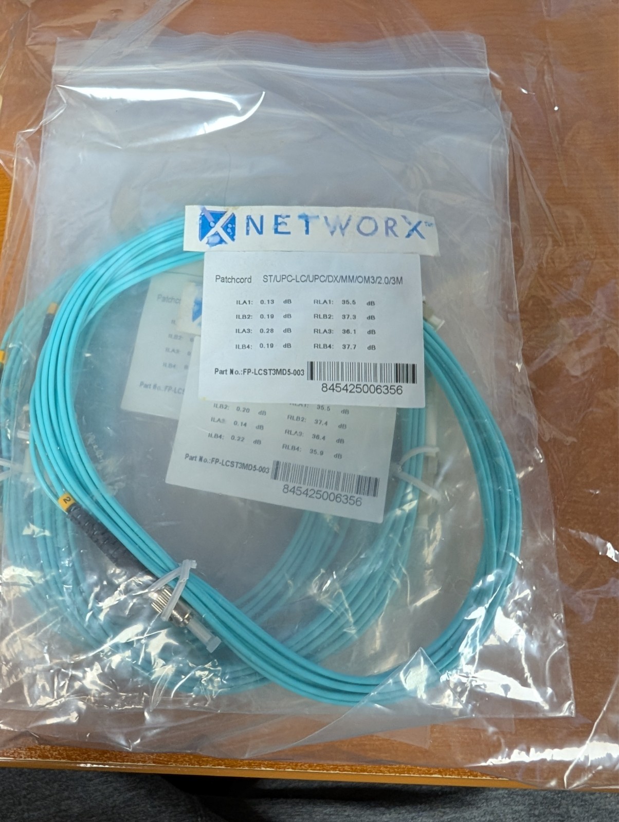 Lot or 3 3M ST-LC DX MM 0M3 Fiber Networx FP-LCST3MD5-003