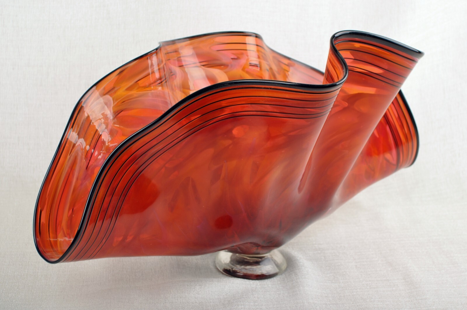 MERIDIAN STREET Art Glass Taco Shell Red/Salmon Hand Blown by John McDonald New