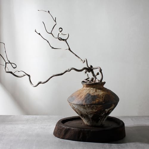 Rusty Ceramic Vase, Wabi Sabi Decorative Pottery Flower Vase for Rust-short