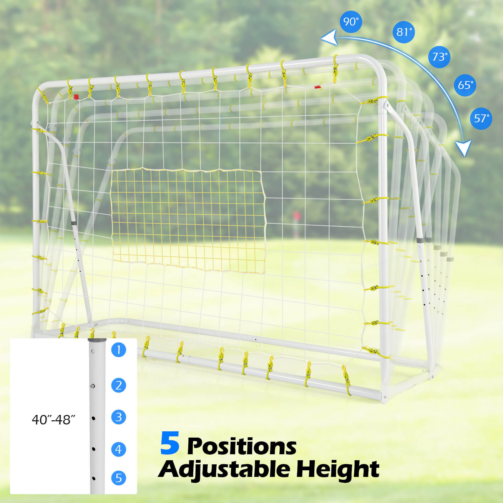 6.1' x 4' Versatile Soccer Rebounder 2 in 1w/ Shooting Auxiliary Area 4 Nails