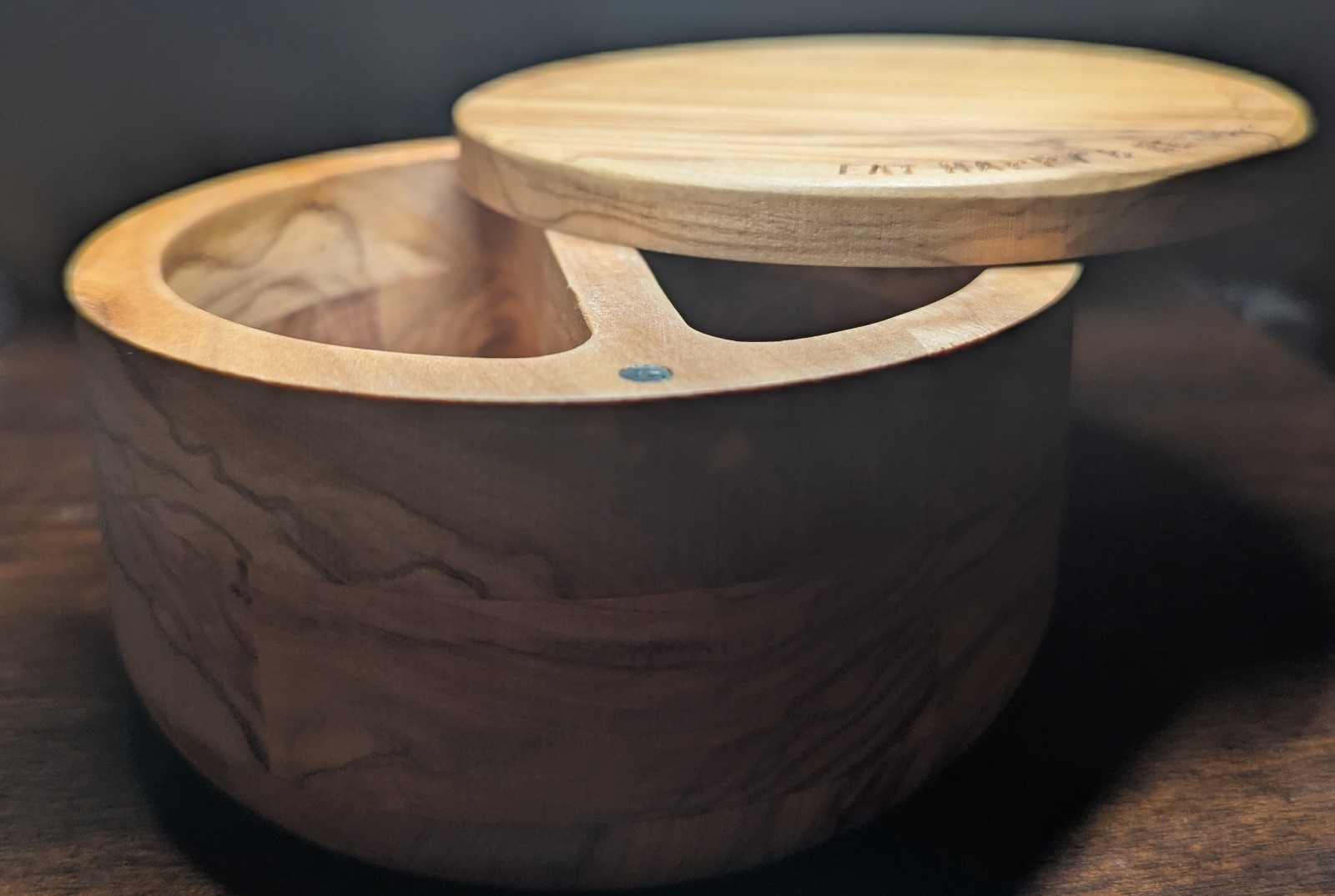 NEW - The Fit Cook DASH x Divided Olivewood Salt Cellar Magnetic Swivel Closure