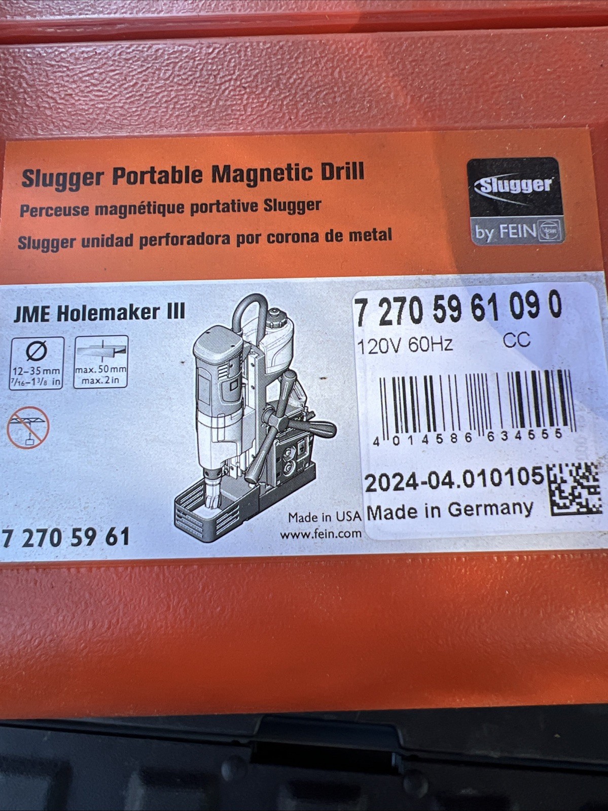 Slugger by Fein JME HoleMakerIII Hole Maker III Portable Drill Press