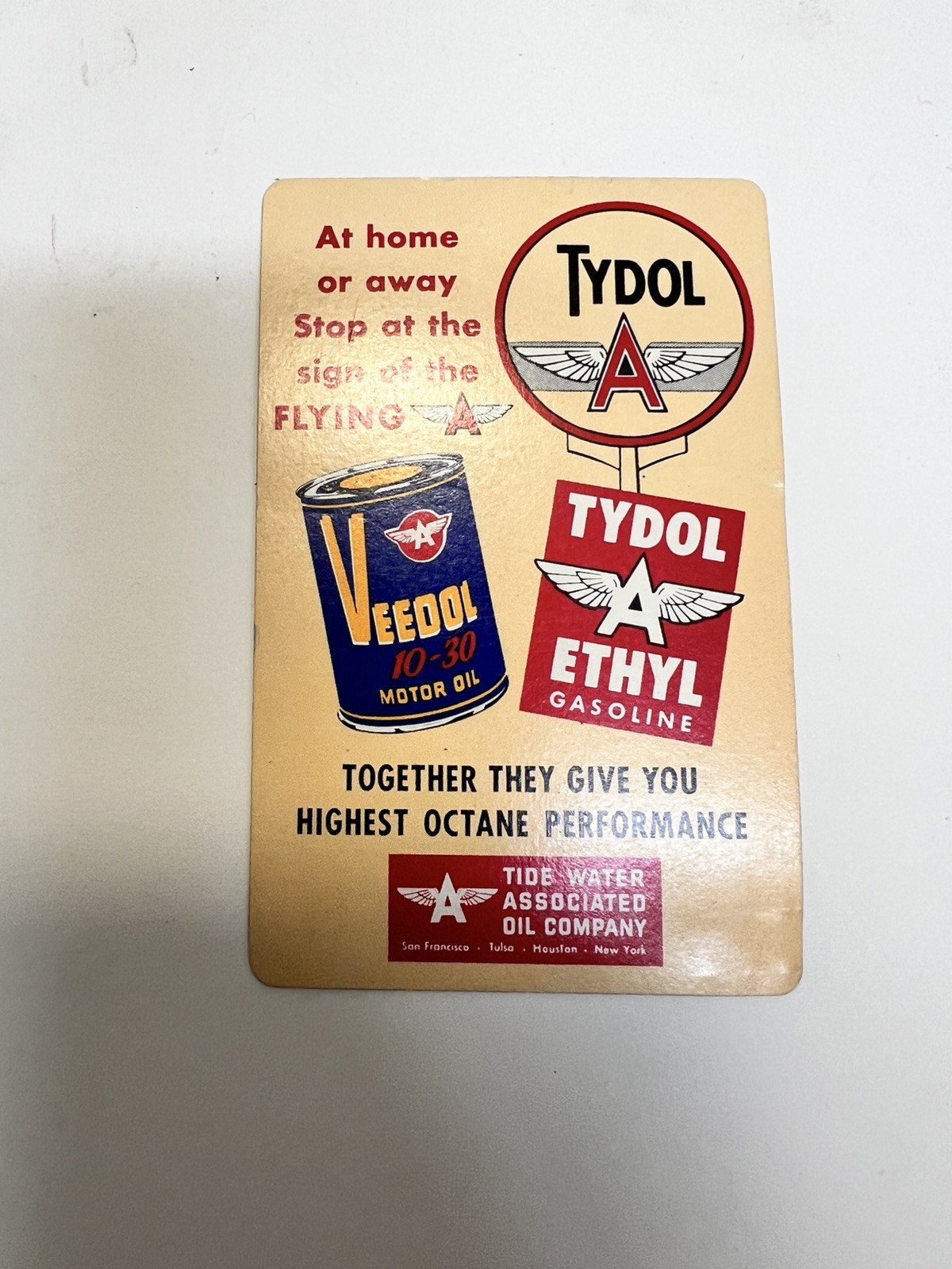 1955 FLYING A POCKET CALENDAR TIDE WATER ASSOCIATED OIL COMPANY  TYDOL VEEDOL