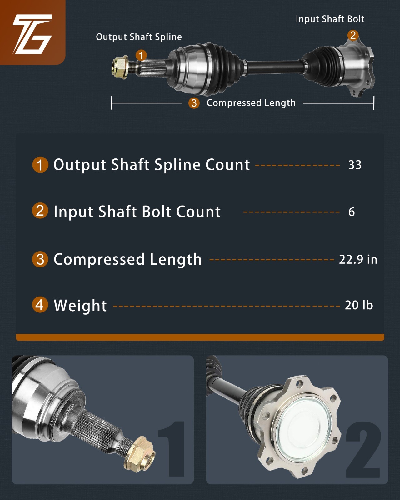 Pair 6-Lug Front CV Axle for Chevy Avalanche Cadillac Escalade ESV EXT 4WD